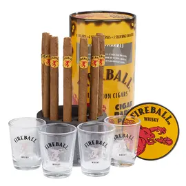 [TEMP0247] FIREBALL CINNAMON CIGARS GIFT SET +4 SHOT GLASS