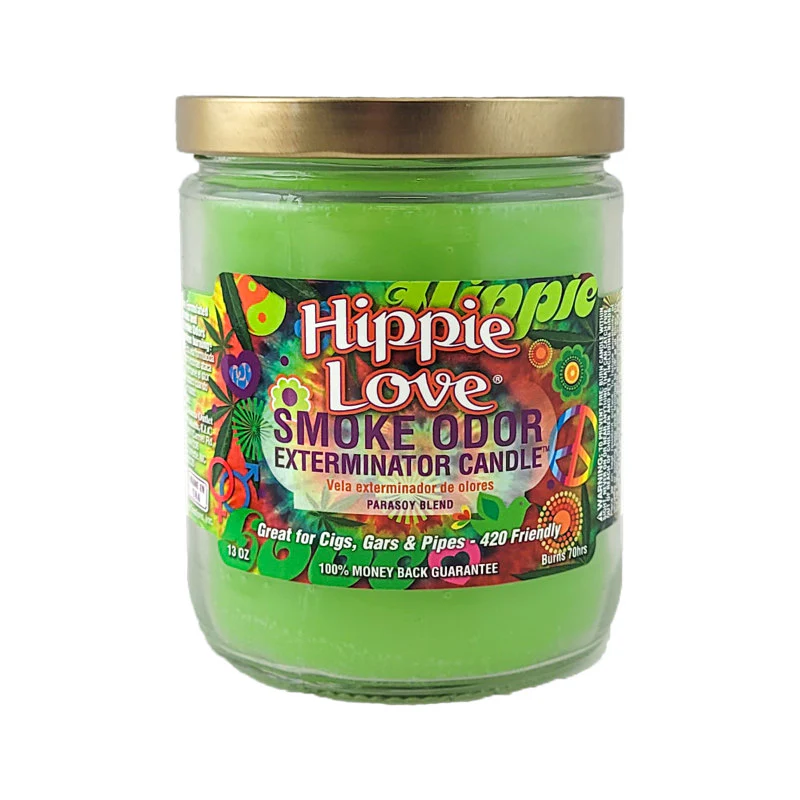 [TEMP0289] HIPPIE LOVE -SMOKE ODOR EXTERMINATOR CANDLE 13OZ-JAR   