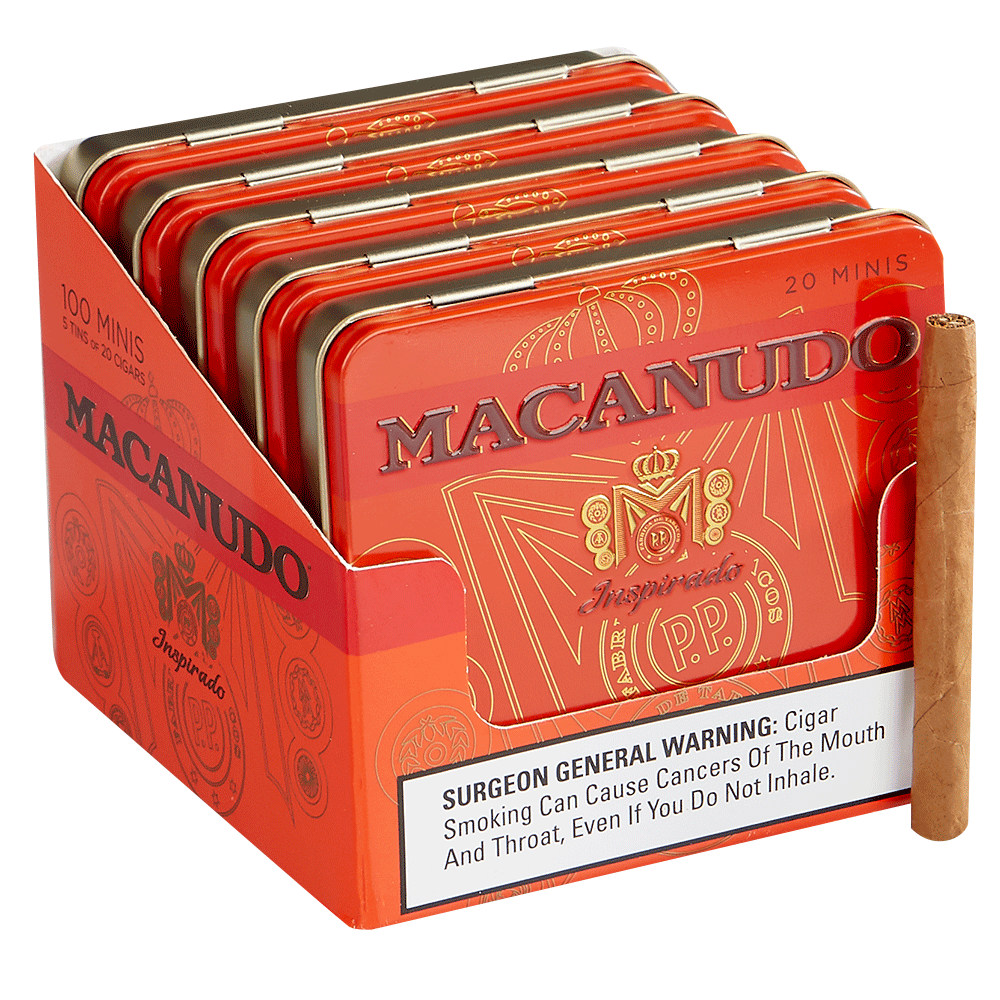 MACANUDO INSPIRADO ORANGE CIGARILLOS                 4 3/16 X 32 10/10 TINS (100)
