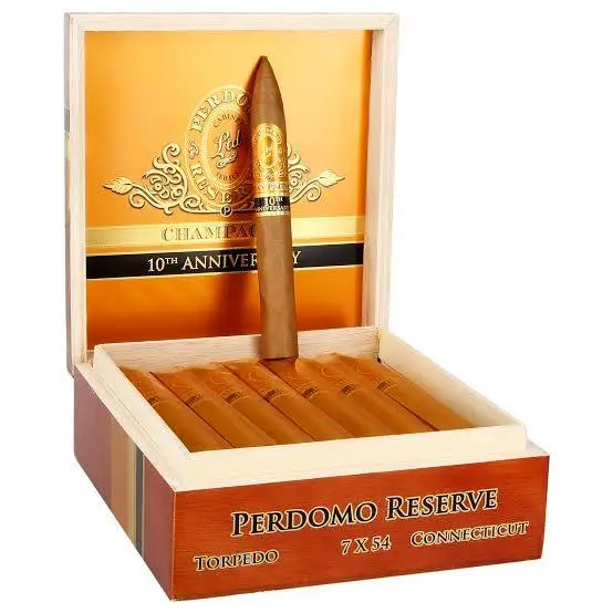 [INTREF008313] PERDOMO RSV 10TH ANNIV CHAMPAGNE TORPEDO 7X54 (25)